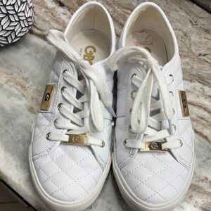 G by Guess Women's White Quilted Lace-Up Sneakers